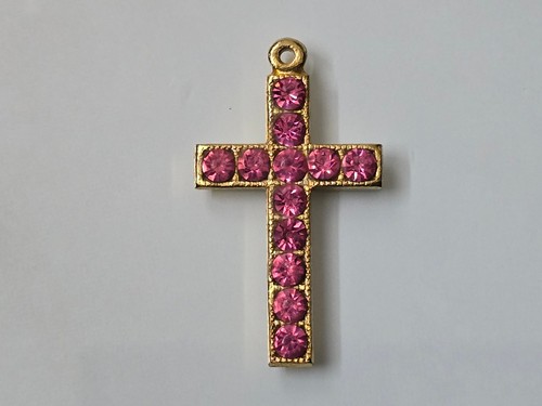 Goldfarbenes kreuz mit pinken - goldfarbenes,