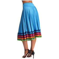 Flamenco Rock Damen Langer Tanzrock Swing Maxirock Spanisch Tanzen Bühne Kostüm
