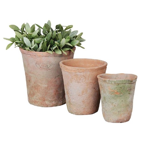 Aged terracotta blumentopf 3er - aged,