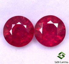 5.80 Karat Natürliche Rubin Rund Schliff Paar 8 MM Tief Rot Facettiert Lose