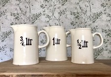 Alt Vintage 3 Kanne Milchkanne Messkrüge DDR Keramik Landhaus creme 1l 3/4l 1/2l