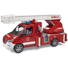 BRUDER 02673 MB Sprinter Feuerwehr mit Drehleiter, Pumpe und Light + Sound Modu