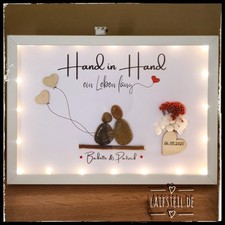 Hochzeit💞 "Hand in Hand " Steinbild personalisiert  incl LED ❣️handmade DINA 4