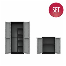 2 x Kunststoffschrank Spindschrank Besenschrank Gartenschrank Schrank Spind Grau