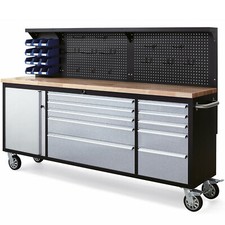 Werkbank Werktisch Montagebank 230 cm mobil Werkzeugschrank Lochwand Hacken