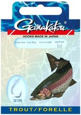 Gamakatsu 3610N Trout Forellenhaken Silber Gr. 6 8 10 Länge 100 120 150 200 cm