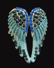 Ring Edelstahl XL  Flügel Paar Zirkonia in Blautönen sinnlich schön anpassbar