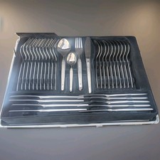 DDR Kult Besteck ABS,  94 Teile , im Koffer , Edelstahl , Dekor = Linse!