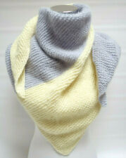 Handgestricktes Tuch Dreieckstuch Schultertuch Handarbeit Angora grau/gelb Neu