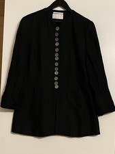 Sportalm Vintage Hochwertige Damen Trachten Lange Jacke Blazer 100% Leinen Gr.44