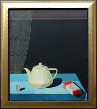 Stilleben mit Teekanne und Zigaretten Michaela Krinner 1915-2006 orig. Ölgemälde