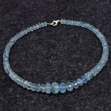 Aquamarin Halskette, Edelsteinkette (K570), 925er Silber, Edelsteinschmuck