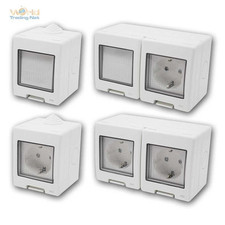 Aufputz Schalter-Serie lichtgrau IP55, Steckdosen-Programm für Innen & Außen