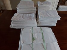 GROSSES KONVOLUT VINTAGE BETTWÄSCHE WEISS STICKEREI SPITZEHÄKELEINSATZ CA. 16 KG