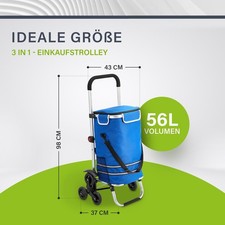 Blau Einkaufstrolley Treppen Einkaufsroller klappbar Einkaufswagen Tasche 56L