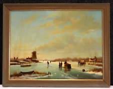 Älteres Ölgemälde: "Holland im Winter, auf dem Eis", signiert...
