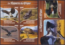 Zentralafrika  5430 - 5433 KB + Block 1303 (5434) **, Greifvögel (30 ME)