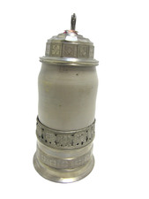 Musealer "BIERKRUG" um 1820 - FRAUEN-DECKEL - Zinn-Montierung - TOP-RARITÄT