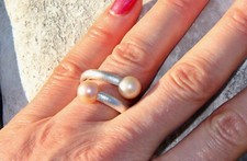 Ring Perlenring 925 Silber Perle rosa rose Südsee Tahiti Tahitiring rund offen