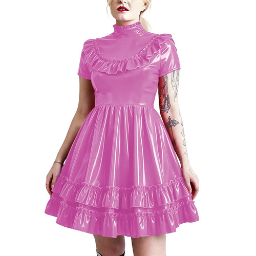 Glänzendes pvc high neck mini - neck,