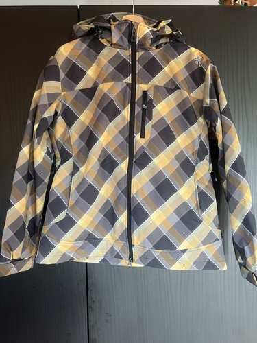 Skijacke kariert grau gelb - grau,