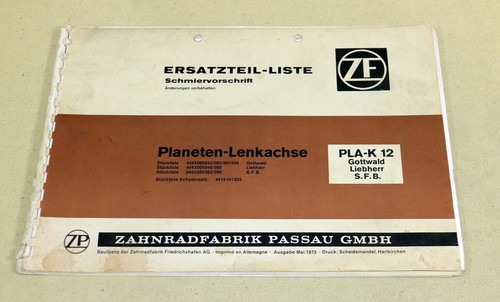 Ersatzteilliste achse pla - zf,