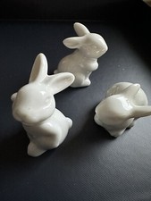 3er Set Deko Hasen weiß Porzellan/ Keramik Osterdeko Osterhase Dekohase Höhe 5cm