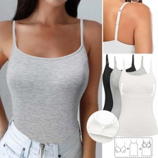 Damen BH-Hemd Unterhemd mit BH Mieder Weste Spaghettiträger Basic Shaper Tops DE