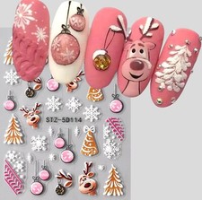 3D Nagel Sticker Nail Art Weihnachten Xmas Baum Schnee Selbstklebend Aufkleber