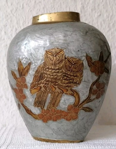 Vase messing motiv - vase, eule