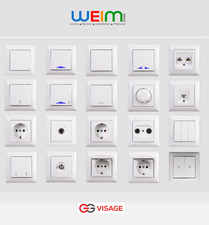 Schuko Steckdose Schalter Taster Rahmen Jalousie Dimmer Visage Unterputz Weiß 