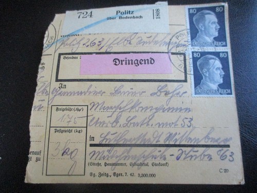 558 paketkarte aus politz - paketkarte,