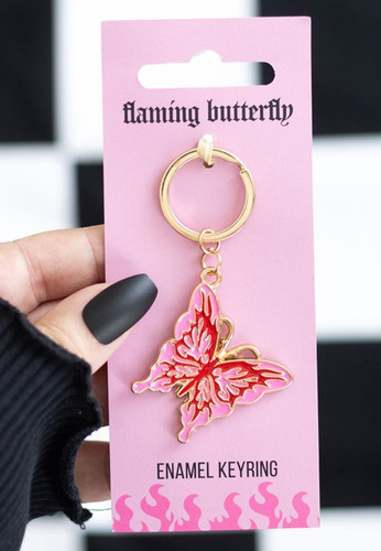 Flaming butterfly keyring - butterfly,