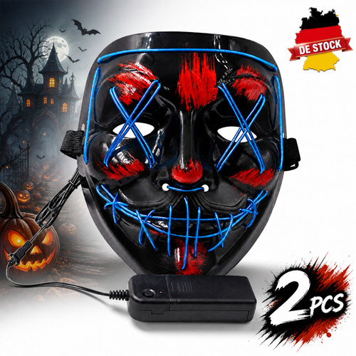 Grusel led halloween maske set - led,