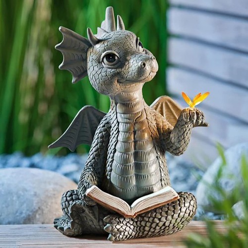 Drachen gartenfigur kunstharz - gartenfigur,