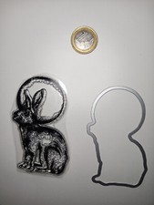 Stanzschablone u. Stempel stamp and cut Hase mit Mond Tier Natur