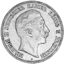 5 Mark 1907 A - Preussen - Kaiser Wilhelm II. - .900 Silber