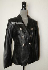 Leder Blazer Kunstleder Gr.40 Reverskragen tailliert schwarz Neu