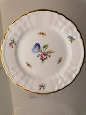 KPM Berlin Rocaille 1 Teller Blumen  Insektenmalerei Goldrand DM 15cm 1.Wahl