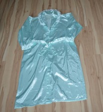 ♥NEU♥ Mintgrüner Satin Morgenmantel Bademantel Nassglanz Wetlook, Gr. 40 42 44