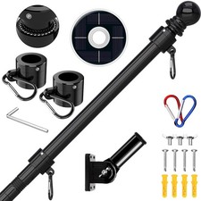 ZMTECH 6FT Solar Fahnenmast Kit Wandmontage Fahnenstange 1 8m schwarz
