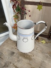 alte Emaille Kaffeekanne Kanne mit Gold Jugendstil  Retro Shabby Chic