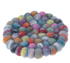 Filzuntersetzer, Untersetzer aus Filzkugeln, Filzdekoration rund Ø 10 cm - bla