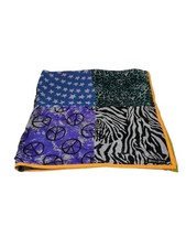 PLOMO O PLATA Sommerschal Damen Schal blau-schwarz-hellorange Elegant