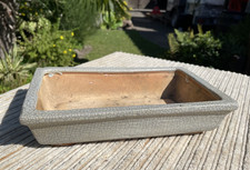 Bonsaischale Rechteckig Hellgrau Glasiert Tonschale Seidenmattes Krakelee