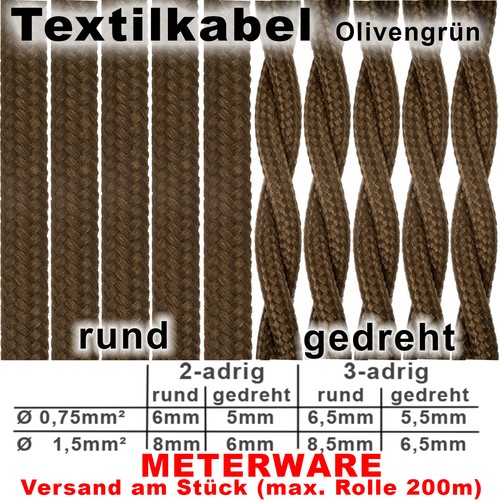 Adrig textilkabel - 3-adrig,