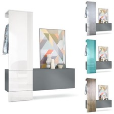 Garderobenset Flur Garderobe Diele Paneel Möbel Carlton Set 4 in Anthrazit