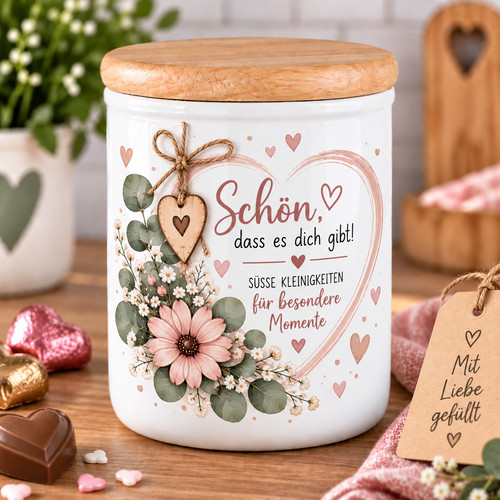 Keramikdose mit holzdeckel - mit,