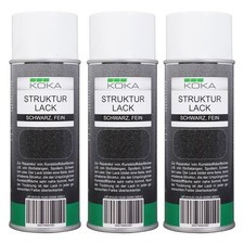 3x KOKA Struktur-Lack Kunststoff-Struktur Reparatur Kräusel-Lack fein Schwarz