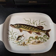 Wunsiedel Bavaria Porzellan Platte mit Griffe Hecht (LxHxB 35x3x23cm)